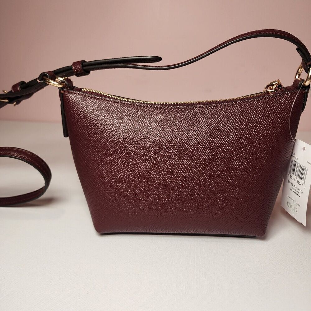 NWT Coach CW336 Zip Top Shoulder Bag In Crossgrain Leather Merlot - Picture 3 of 8